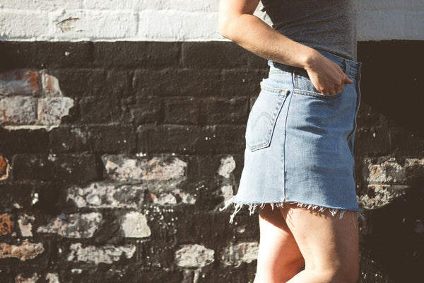 Custom Denim Mini Skirt - In-Studio Fitting